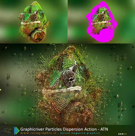 اکشن افکت پراکندگی ذرات فتوشاپ گرافیک ریور-Graphicriver Particles Dispersion Action | رضاگرافیک 